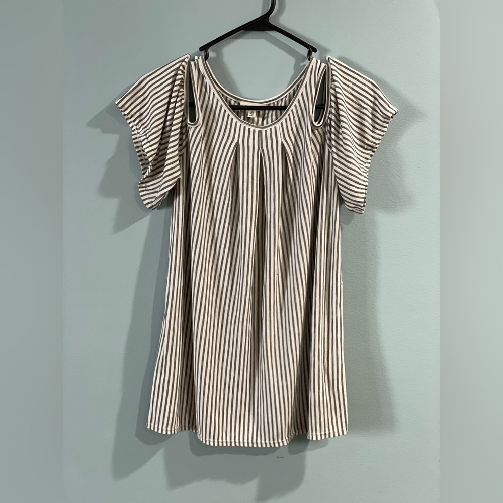 Striped Cold Shoulder Blouse
